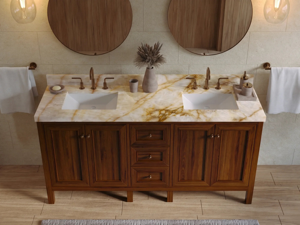 Nashville Teak Wood 72 in. W x 22 in. D Double Sink Bathroom Vanity