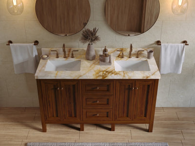 Nashville Teak Wood 60 in. W x 22 in. D Double Sink Bathroom Vanity