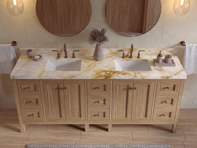 Nashville Teak Wood 84 in. W x 22 in. D Double Sink Bathroom Vanity