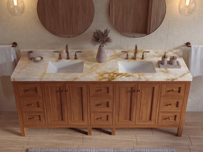 Nashville Teak Wood 84 in. W x 22 in. D Double Sink Bathroom Vanity