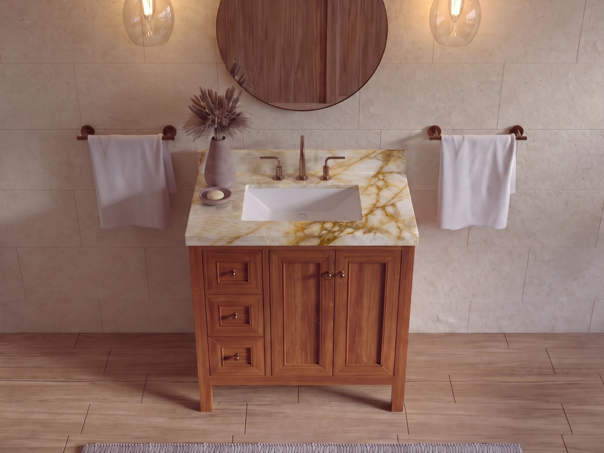 Nashville 36 in. W x 22 in. D Center Sink Teak Wood Bathroom Vanity
