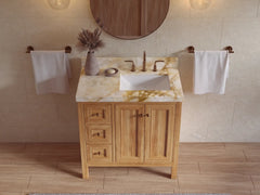 Nashville Teak Wood 36 in. W x 22 in. D Right Offset Sink Bathroom Vanity - photo 29