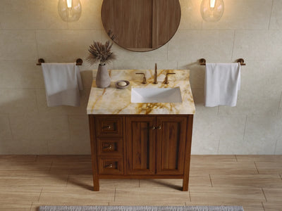 Nashville Teak Wood 36 in. W x 22 in. D Right Offset Sink Bathroom Vanity