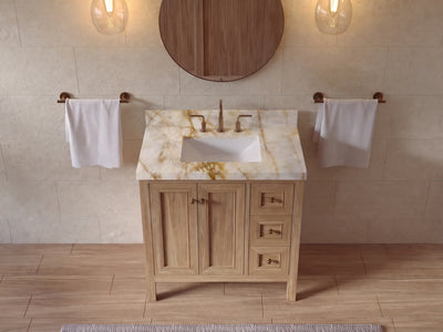 Nashville Teak Wood 36 in. W x 22 in. D Center Sink Bathroom Vanity