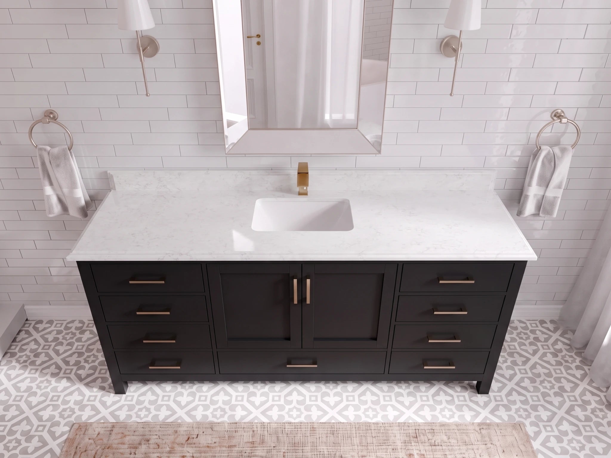 Malibu 72 in. W x 22 in. D Single Sink Bathroom Vanity