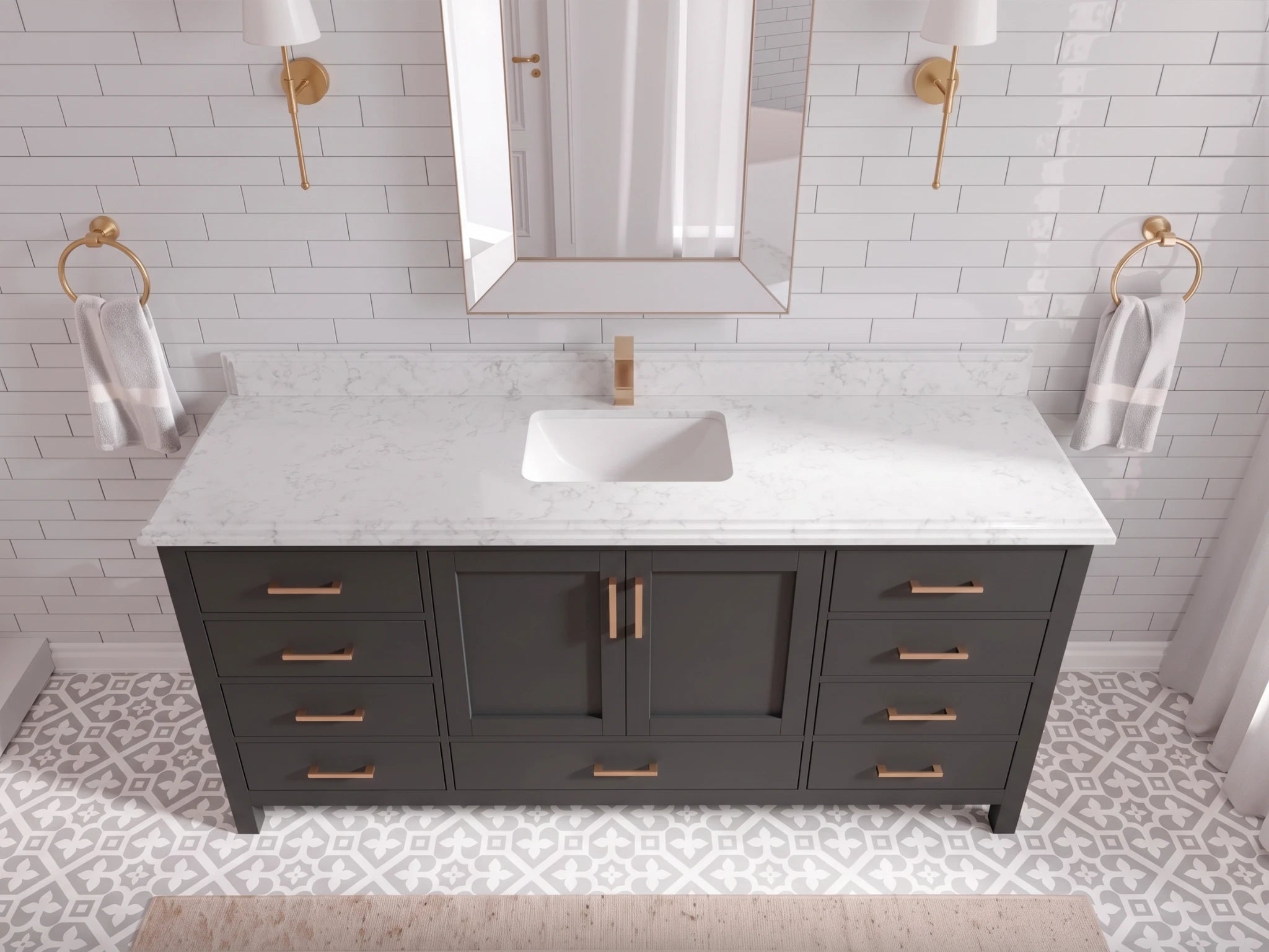 Malibu 72 in. W x 22 in. D Single Sink Bathroom Vanity