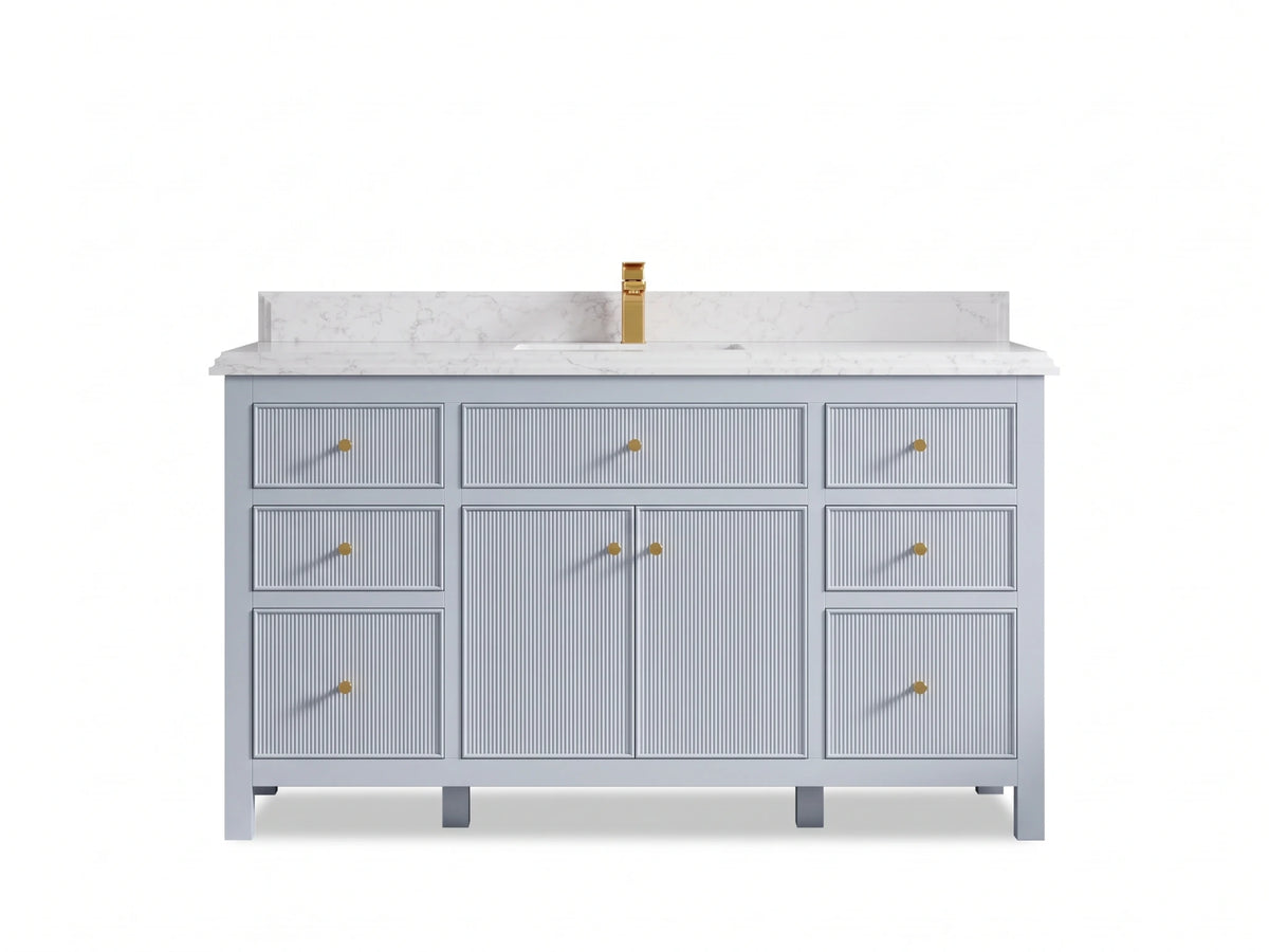 Sonoma 60 in W x 22 in D Free Standing Reeded Single Sink Bathroom Vanity