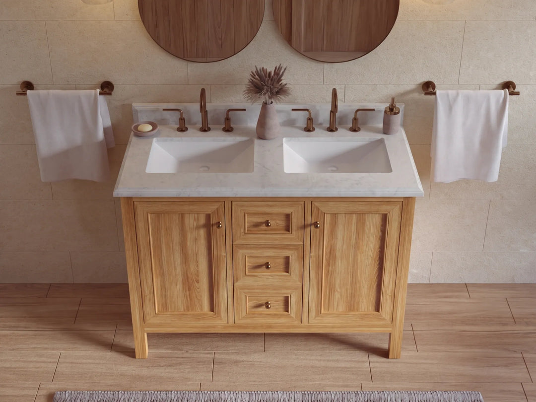 Nashville Teak Wood 48 in. W x 22 in. D Double Sink Bathroom Vanity | 
              
                Light Natural Teak
                
                  
             - NAS_TK_LNT_CA_NV_48D - photo №12