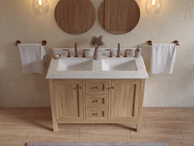 Nashville Teak Wood 48 in. W x 22 in. D Double Sink Bathroom Vanity