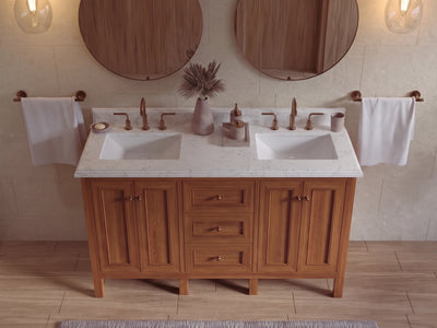 Nashville Teak Wood 60 in. W x 22 in. D Double Sink Bathroom Vanity