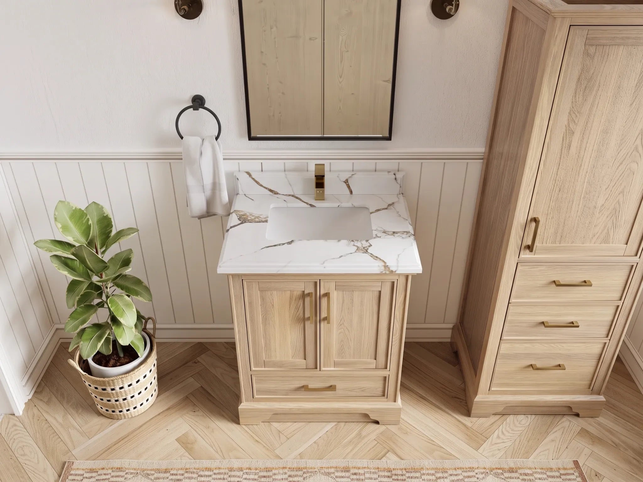 Charlotte White Oak 30 in. W x 22 in. D Single Sink Bathroom Vanity