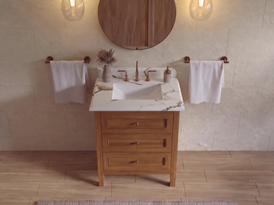 Nashville Teak Wood 30 in. W x 22 in. D Single Sink Bathroom Vanity