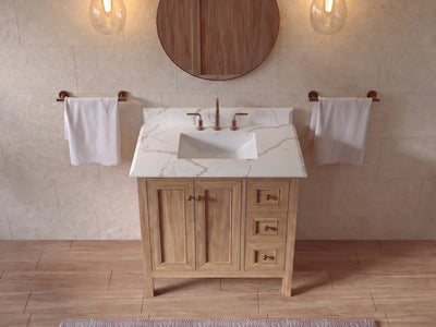 Nashville Teak Wood 36 in. W x 22 in. D Center Sink Bathroom Vanity