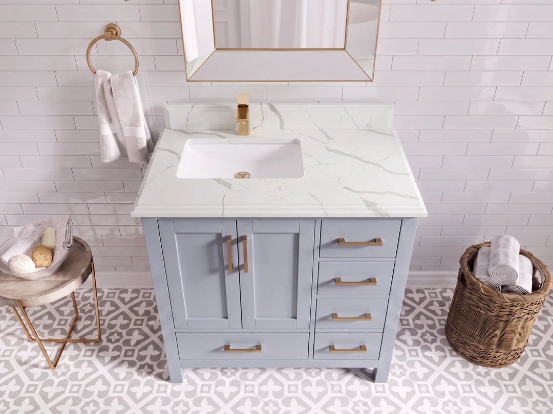 Malibu 36 in. W x 22 in. D Left Offset Sink Bathroom Vanity | 
              
                Blue Heather
                
                  
             - MLB_BLU_BLU_WHQZ_36L - photo №14