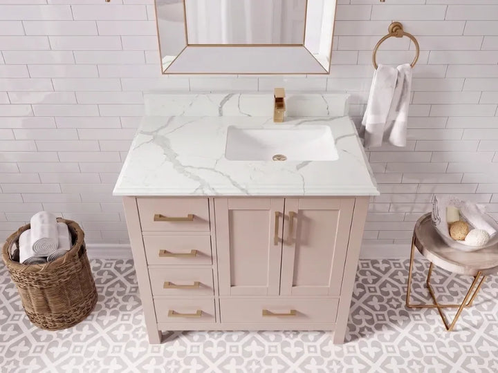 Malibu 36 in. W x 22 in. D Right Offset Sink Bathroom Vanity - photo 14