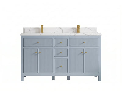 Sonoma 60 in W x 22 in D Free Standing Reeded Double Sink Bathroom Vanity