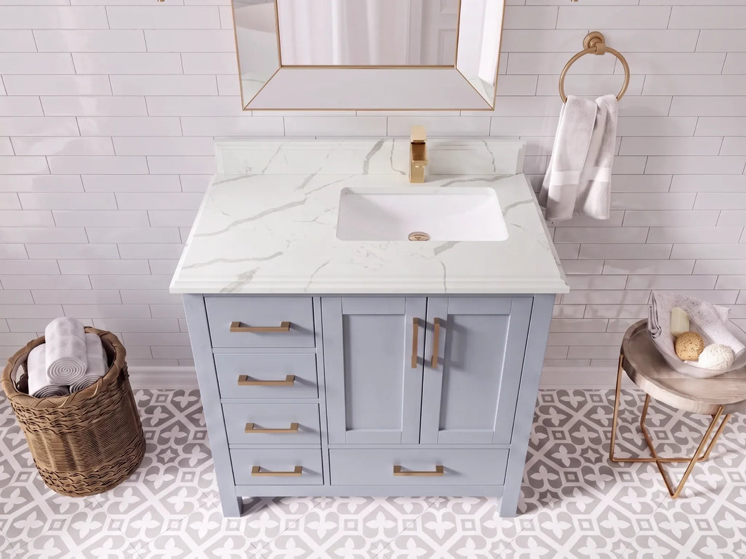 Malibu 36 in. W x 22 in. D Right Offset Sink Bathroom Vanity | 
              
                Blue Heather
                
                  
             - MLB_BLU_WHQZ_36R - photo №14