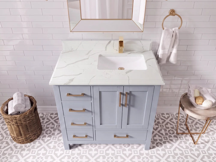 Malibu 36 in. W x 22 in. D Right Offset Sink Bathroom Vanity - photo 14