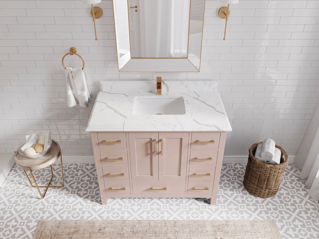 Malibu 42 in. W x 22 in. D Single Sink Bathroom Vanity | 
              
                Pink
                
                  
             - MLB_PNK_WHQZ_42 - photo №14