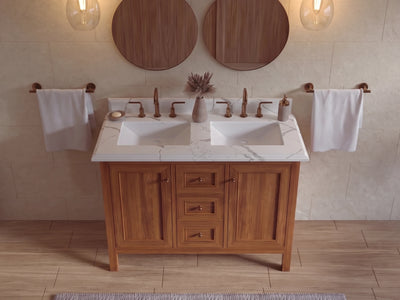 Nashville Teak Wood 48 in. W x 22 in. D Double Sink Bathroom Vanity