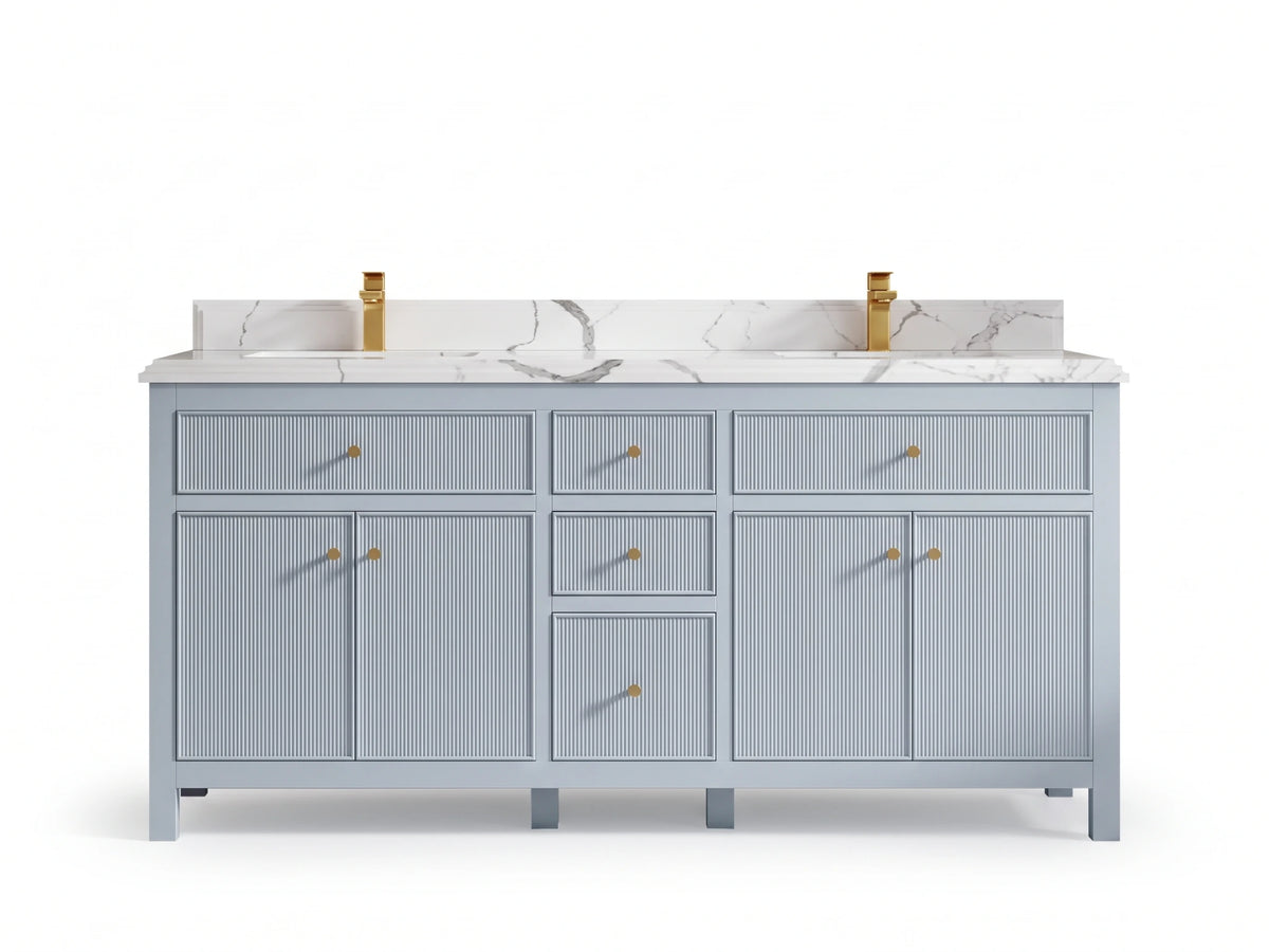 Sonoma 72 in W x 22 in D Free Standing Reeded Double Sink Bathroom Vanity