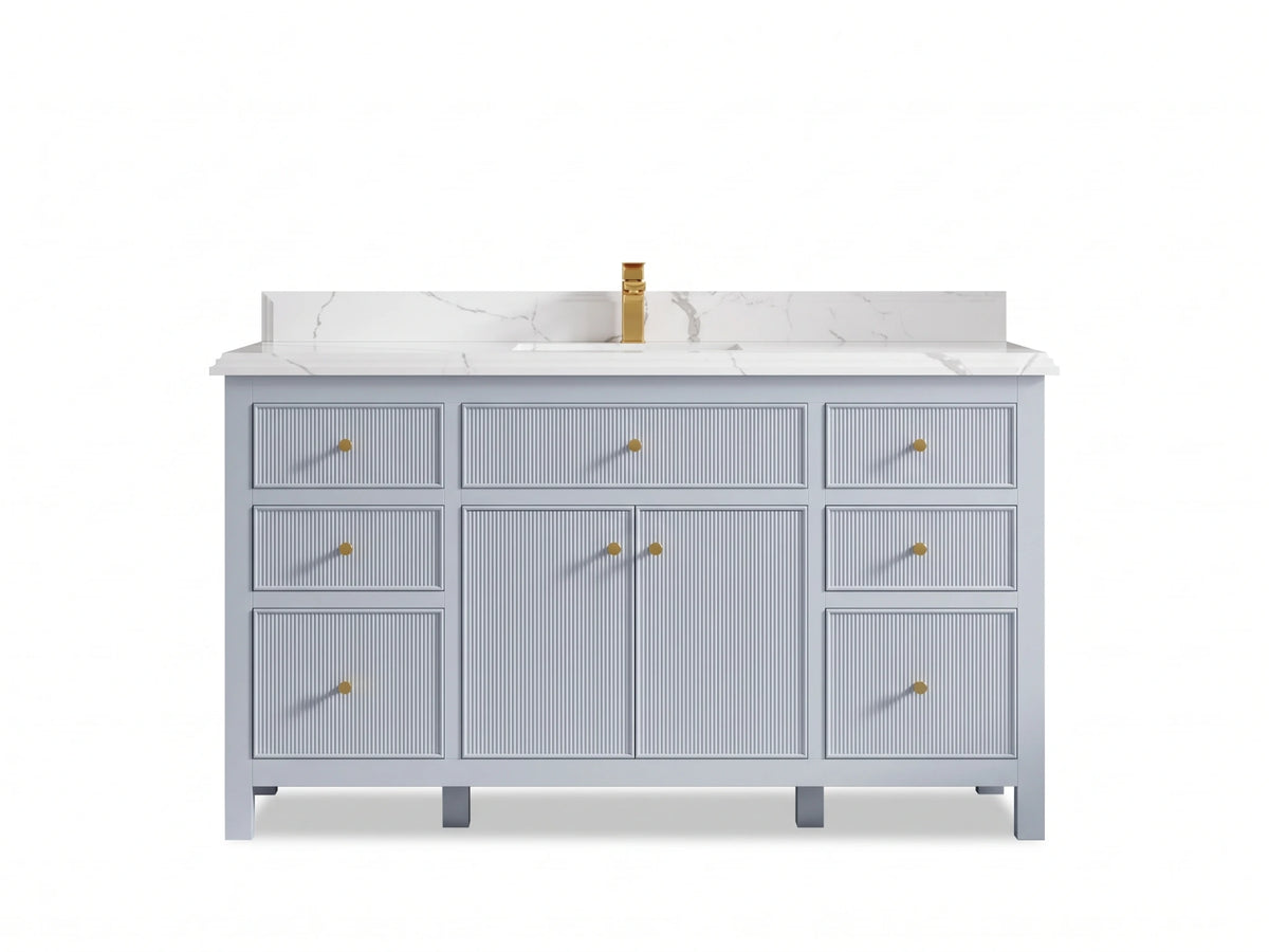 Sonoma 60 in W x 22 in D Free Standing Reeded Single Sink Bathroom Vanity