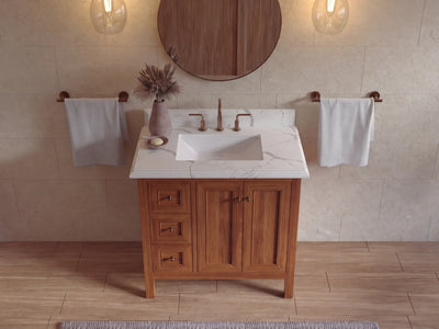 Nashville 36 in. W x 22 in. D Center Sink Teak Wood Bathroom Vanity