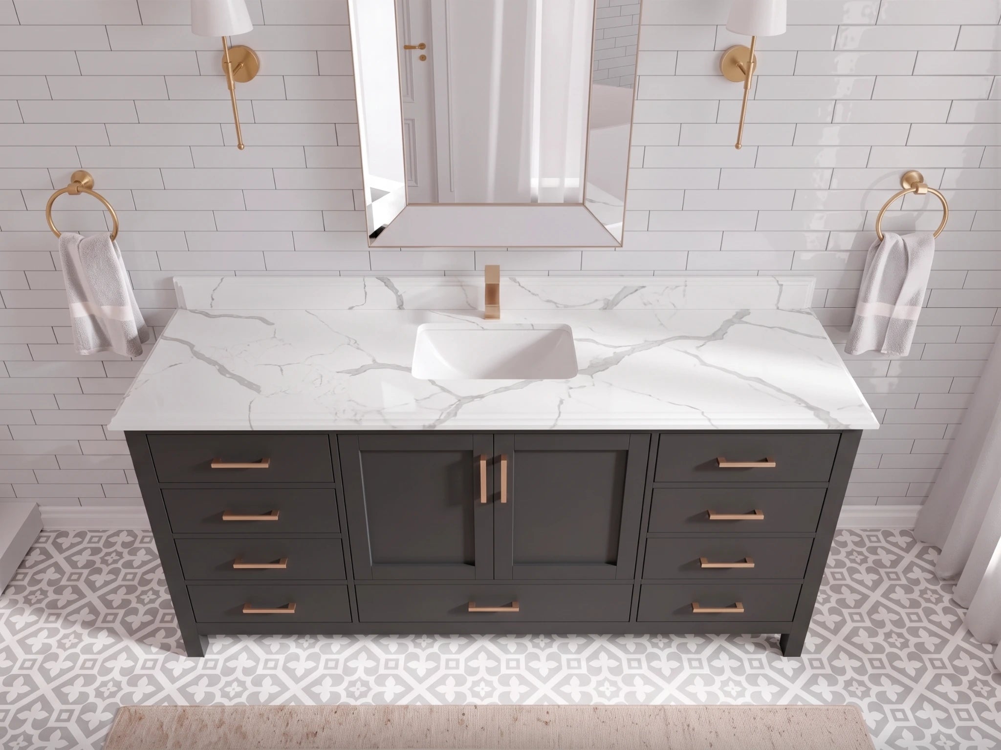 Malibu 72 in. W x 22 in. D Single Sink Bathroom Vanity