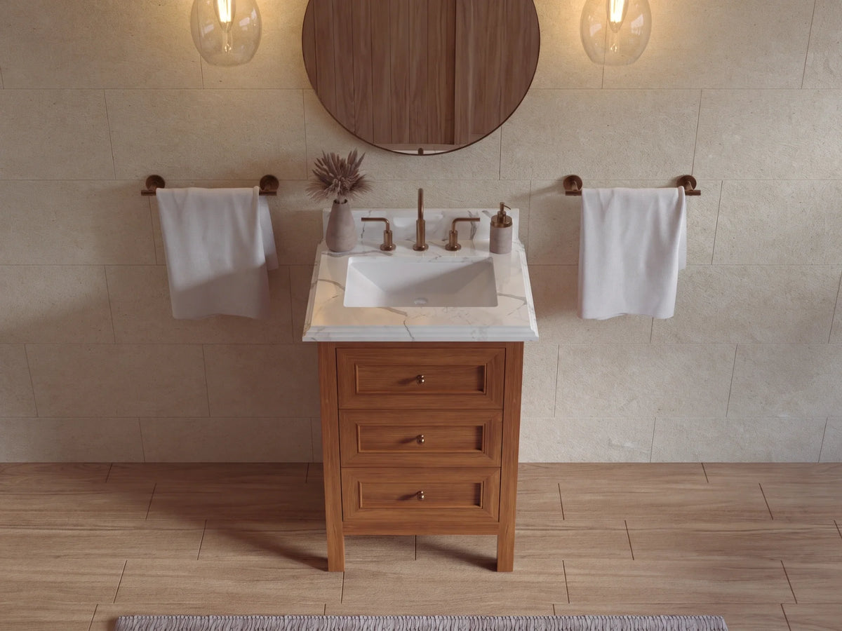 Nashville Teak Wood 24 in. W x 22 in. D Single Sink Bathroom Vanity