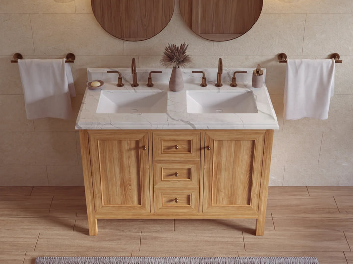 Nashville Teak Wood 48 in. W x 22 in. D Double Sink Bathroom Vanity - photo 11