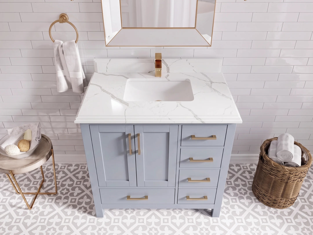 Malibu 36 in. W x 22 in. D Bathroom Vanity Center Sink | 
              
                Blue Heather
                
                  
             - MLB_BLU_WHQZ_36CL - photo №31