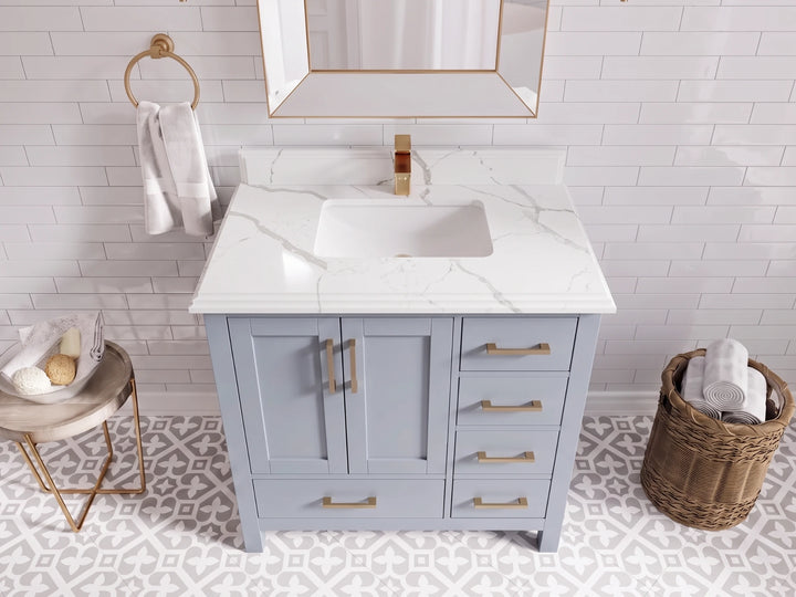 Malibu 36 in. W x 22 in. D Bathroom Vanity Center Sink - photo 31
