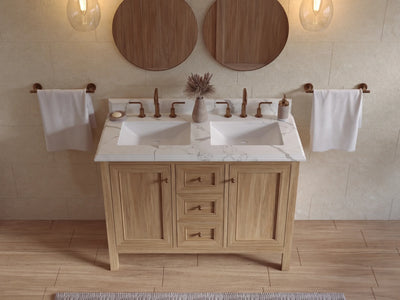 Nashville Teak Wood 48 in. W x 22 in. D Double Sink Bathroom Vanity