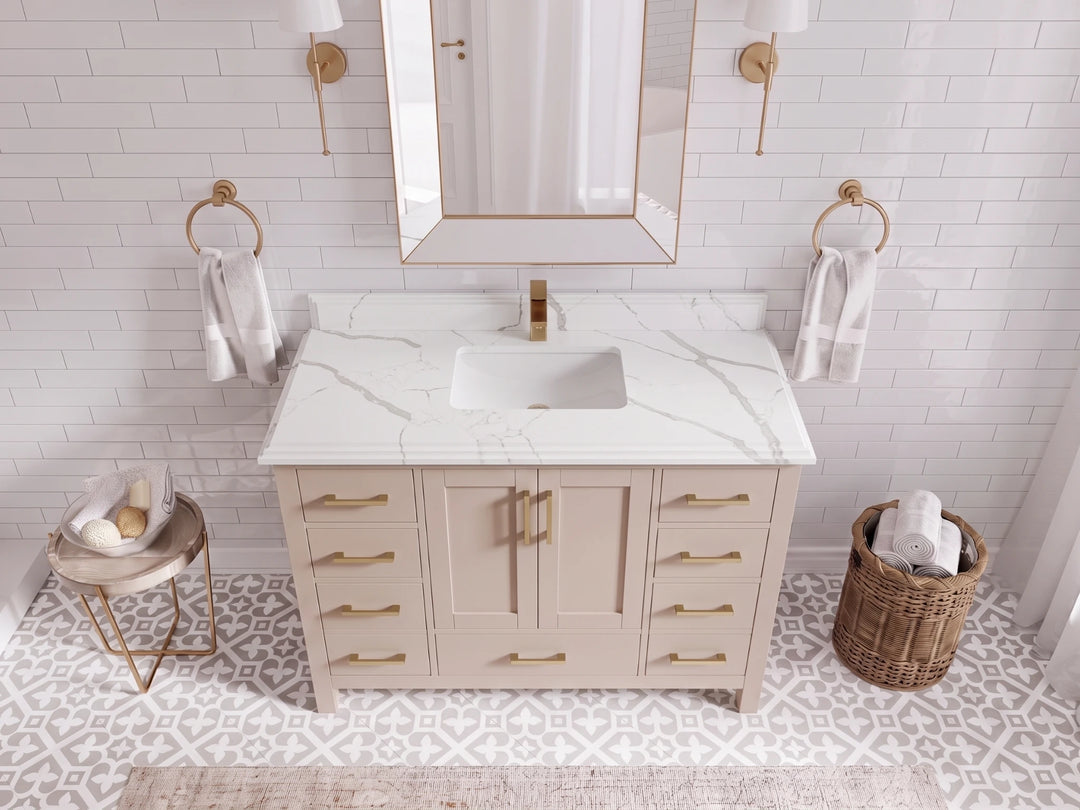 Malibu 48 in. W x 22 in. D Single Sink Bathroom Vanity | 
              
                Pink
                
                  
             - MLB_PNK_WHQZ_48S - photo №11
