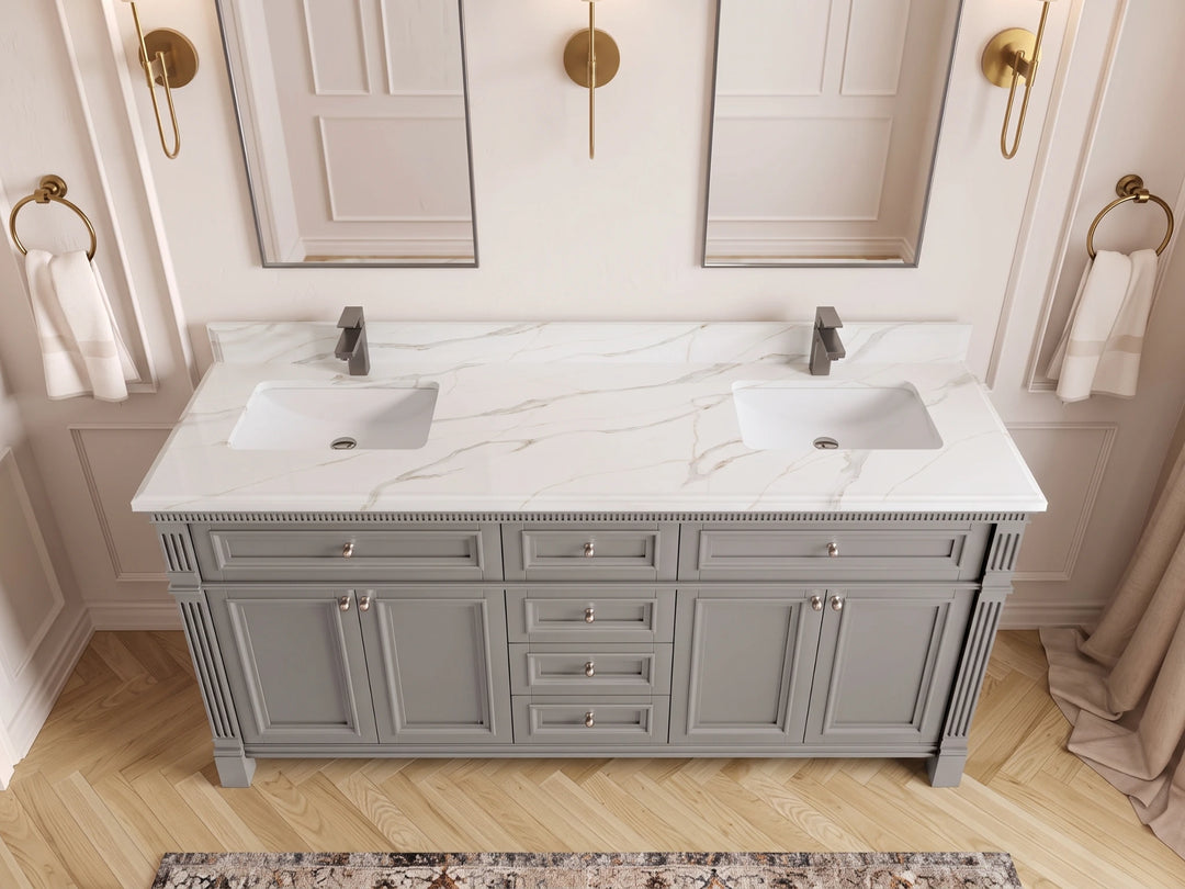 Paris 72 in. W x 22 in. D Double Sink Bathroom Vanity | 
              
                Elephant Skin Gray
                
                  
             - PRS_GRY_WHQZ_72D - photo №55
