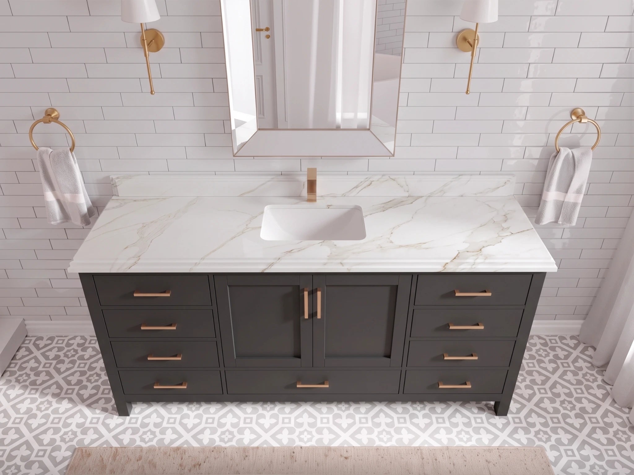Malibu 72 in. W x 22 in. D Single Sink Bathroom Vanity