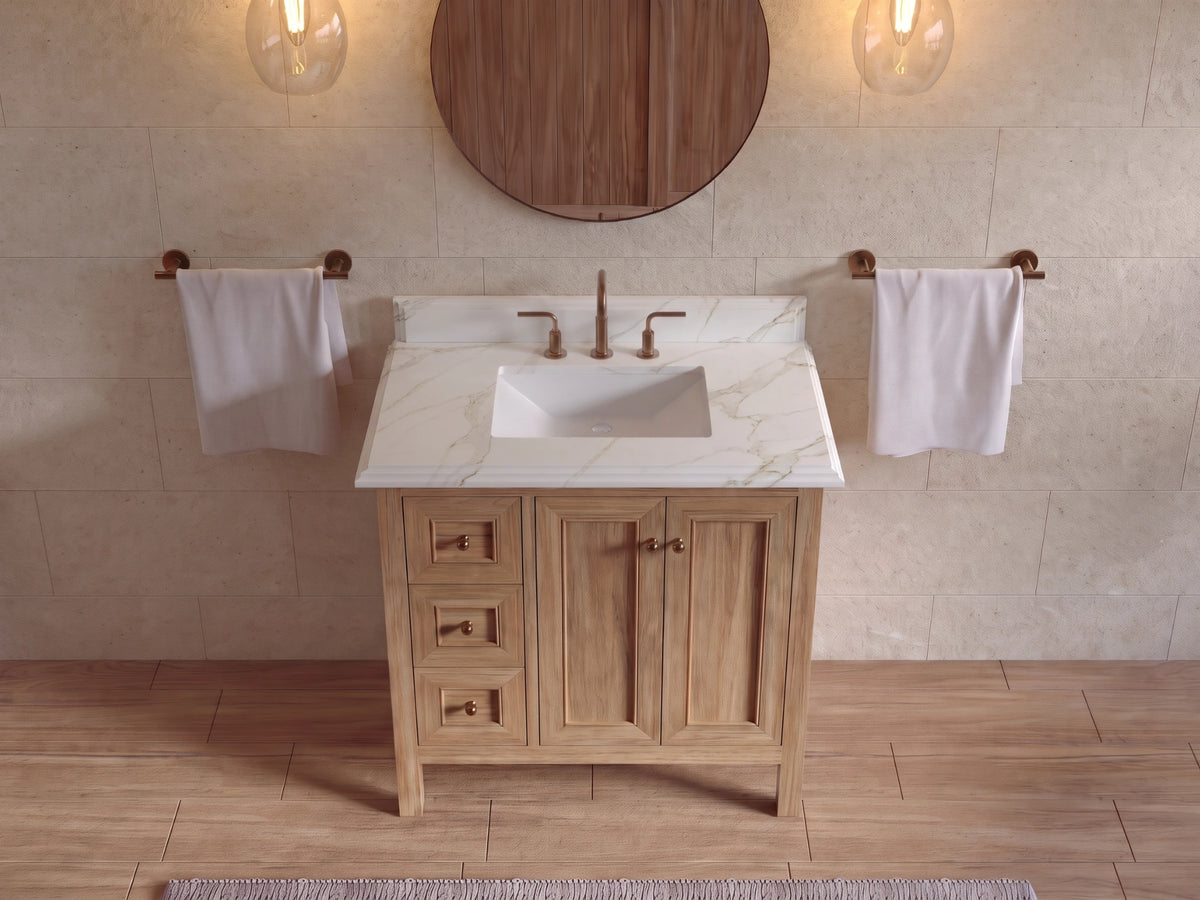 Nashville 36 in. W x 22 in. D Center Sink Teak Wood Bathroom Vanity