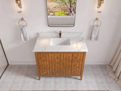 Atlanta Teak Wood 42 in. W x 22 in. D Single Sink Bathroom Vanity