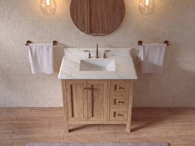 Nashville Teak Wood 36 in. W x 22 in. D Center Sink Bathroom Vanity