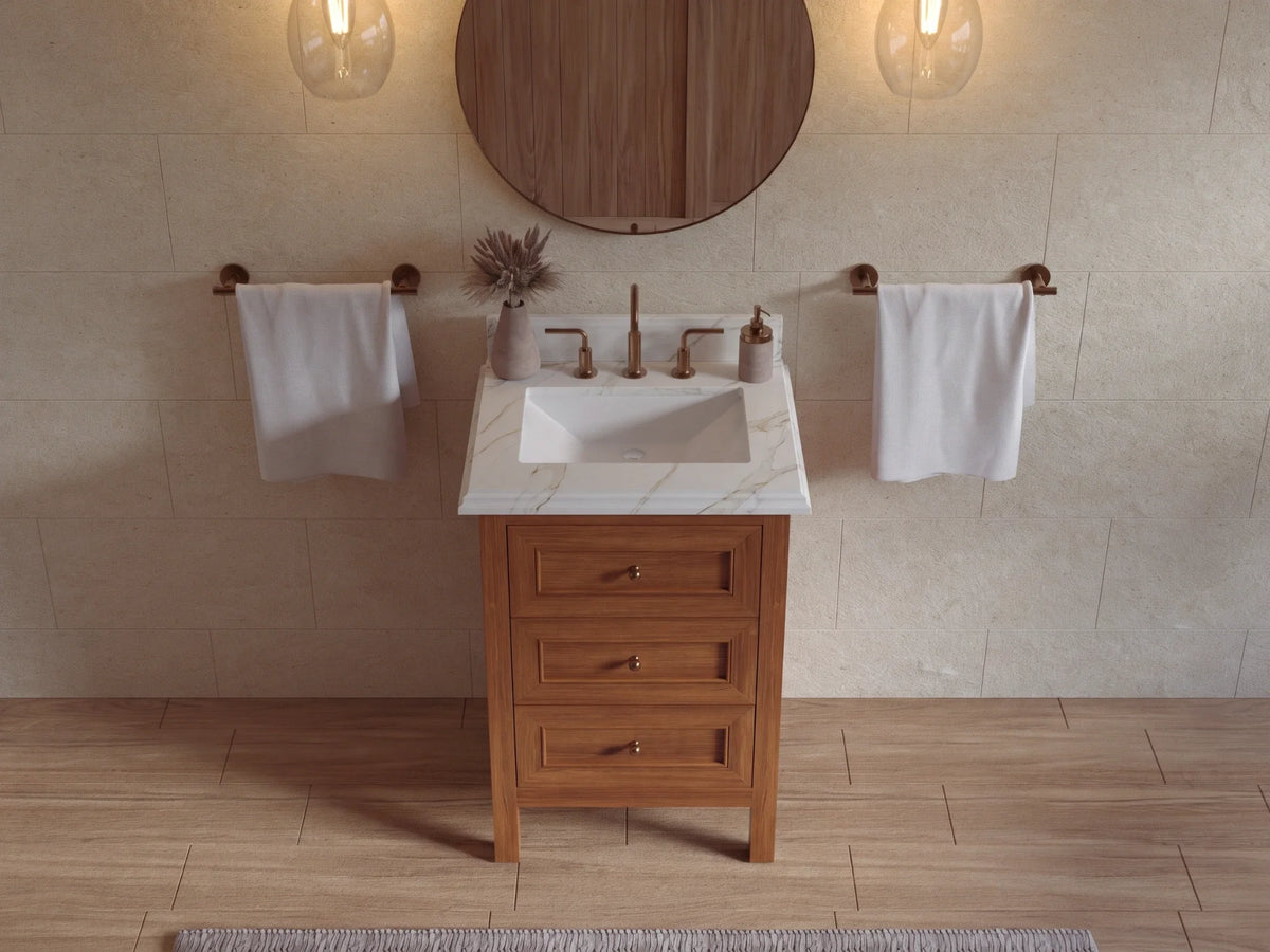 Nashville Teak Wood 24 in. W x 22 in. D Single Sink Bathroom Vanity