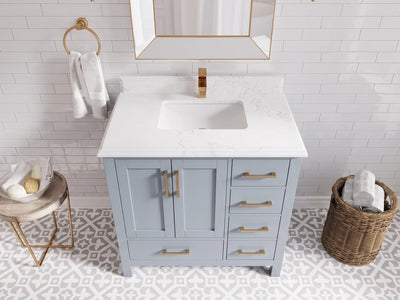 Malibu 36 in. W x 22 in. D Bathroom Vanity Center Sink