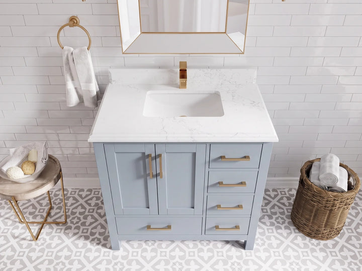 Malibu 36 in. W x 22 in. D Bathroom Vanity Center Sink - photo 14