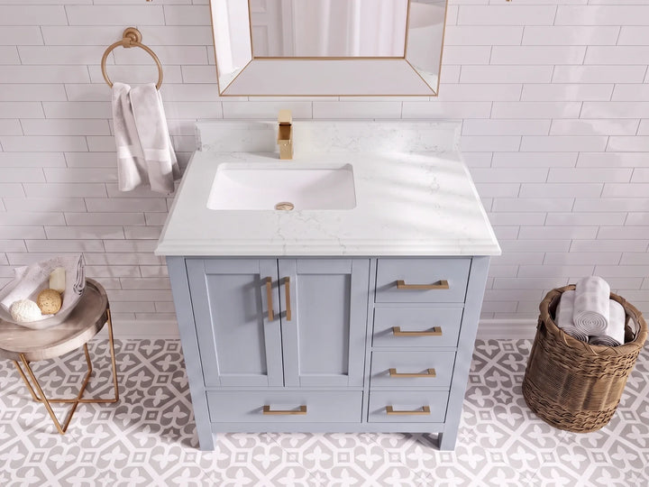 Malibu 36 in. W x 22 in. D Left Offset Sink Bathroom Vanity - photo 15