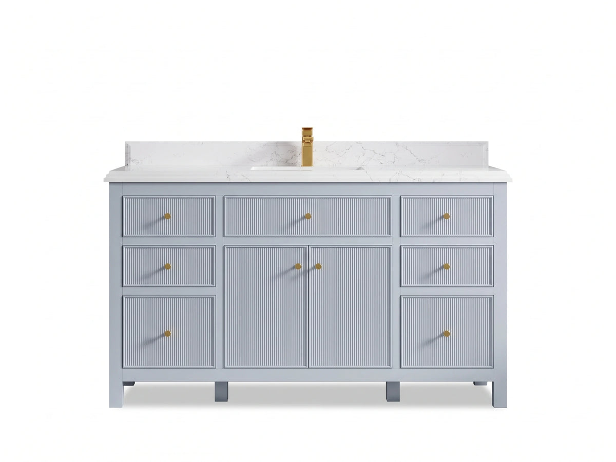 Sonoma 60 in W x 22 in D Free Standing Reeded Single Sink Bathroom Vanity