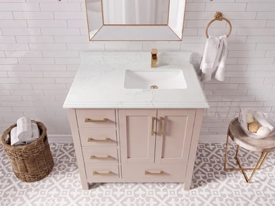 Malibu 36 in. W x 22 in. D Right Offset Sink Bathroom Vanity