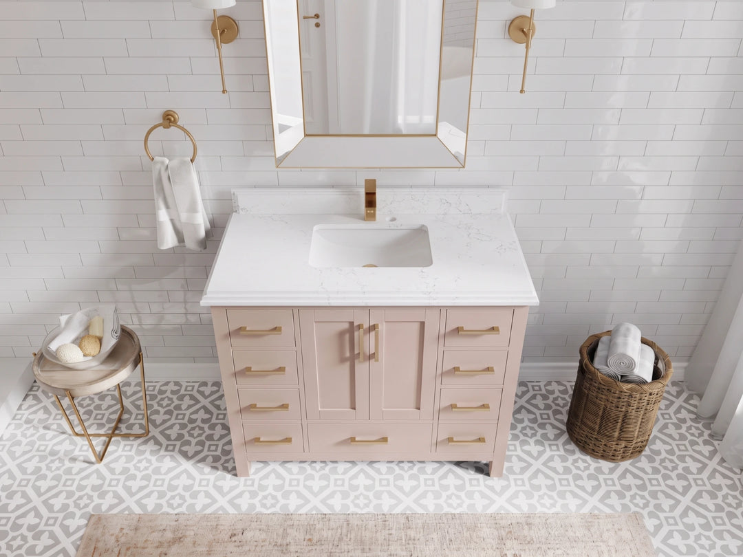 Malibu 42 in. W x 22 in. D Single Sink Bathroom Vanity | 
              
                Pink
                
                  
             - MLB_PNK_WHQZ_42 - photo №15