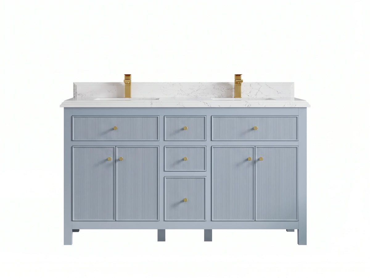 Sonoma 60 in W x 22 in D Free Standing Reeded Double Sink Bathroom Vanity