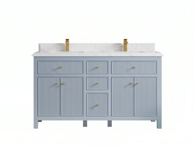 Sonoma 60 in W x 22 in D Free Standing Reeded Double Sink Bathroom Vanity