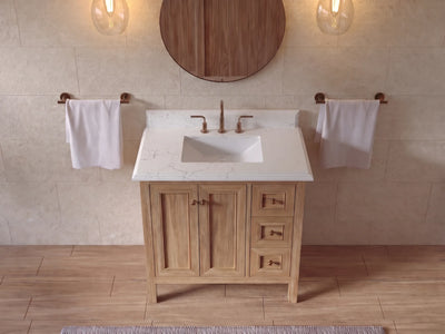 Nashville Teak Wood 36 in. W x 22 in. D Center Sink Bathroom Vanity