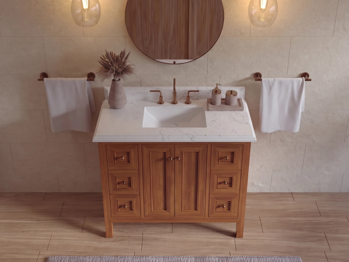 Nashville Teak Wood 42 in. W x 22 in. D Single Sink Bathroom Vanity